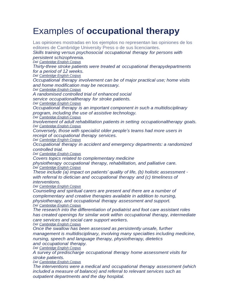 Examples | PDF | Occupational Therapy | Physical Therapy