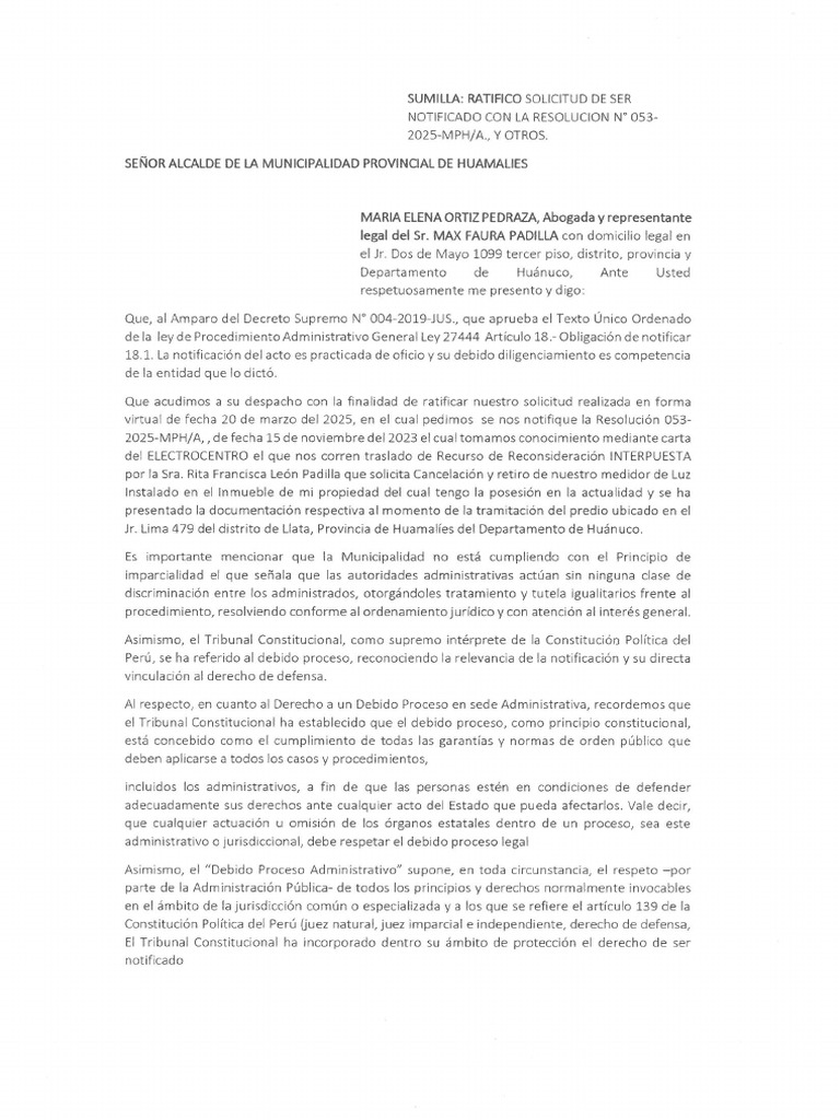 Ratifico Solicitud de Notificacion | PDF