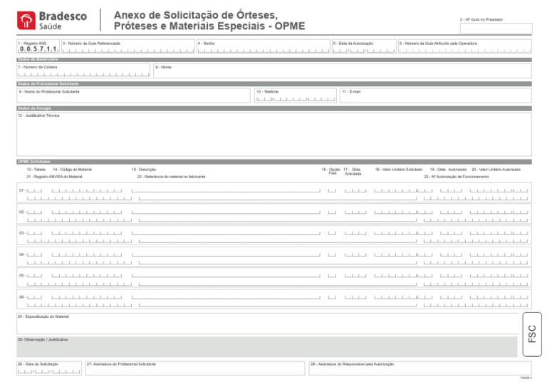Solicitação de OPME: Formulário Completo | PDF