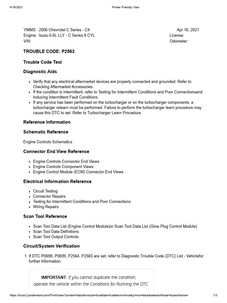 2006 Chevrolet 6.6 P2563 Troubleshooting | PDF | Electronics ...