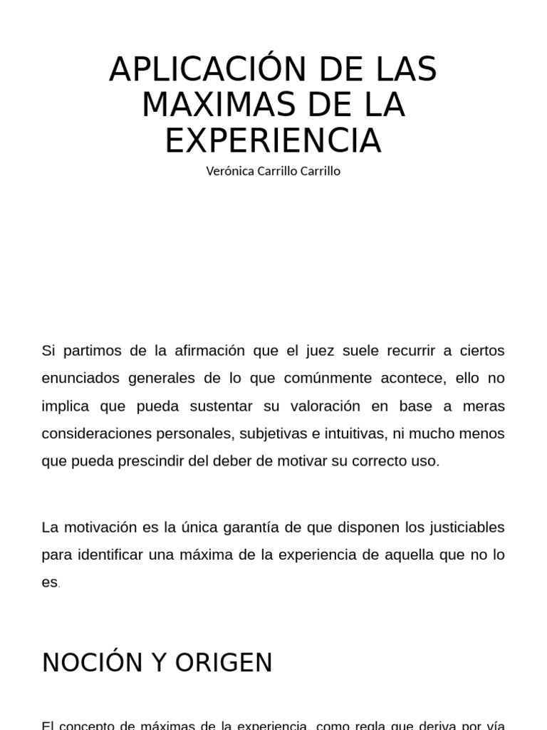 Máximas de la Experiencia en Derecho | PDF | Inferencia | Experiencia