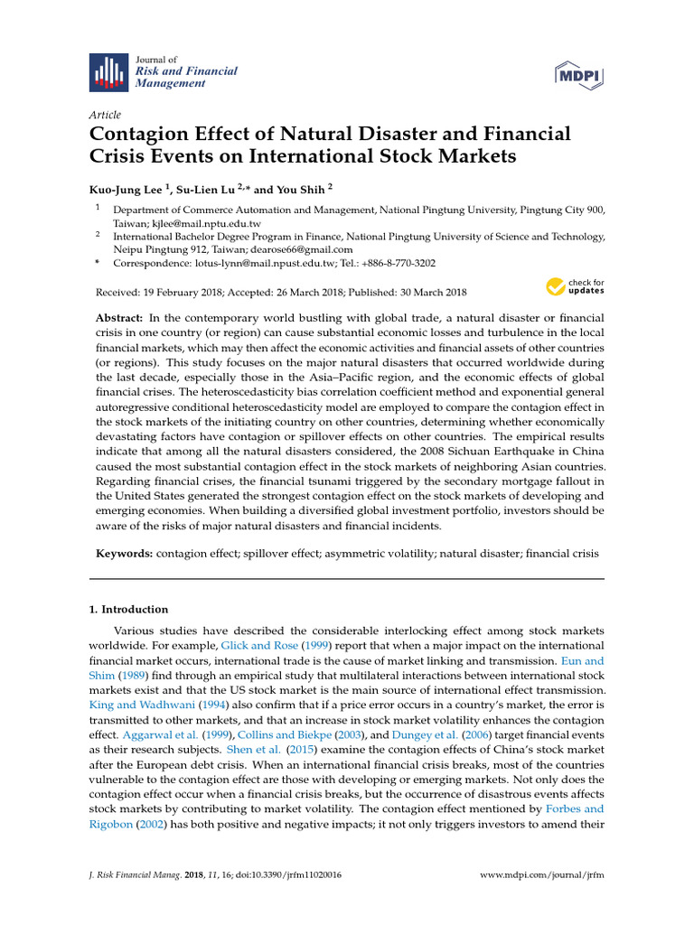 Contagion Effects of Disasters on Stocks | PDF | Financial Contagion ...