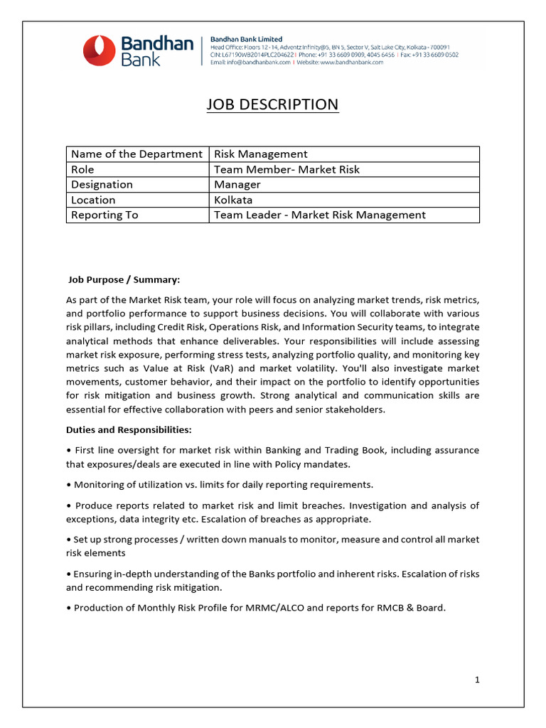 JA - Team Member - Market Risk | PDF