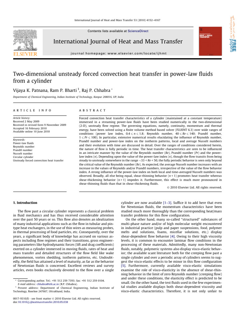 10 1016 J Ijheatmasstransfer 2010 | PDF | Fluid Dynamics | Viscosity
