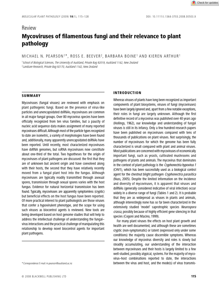 Mycoviruses in Plant Pathology | PDF | Fungus | Virus