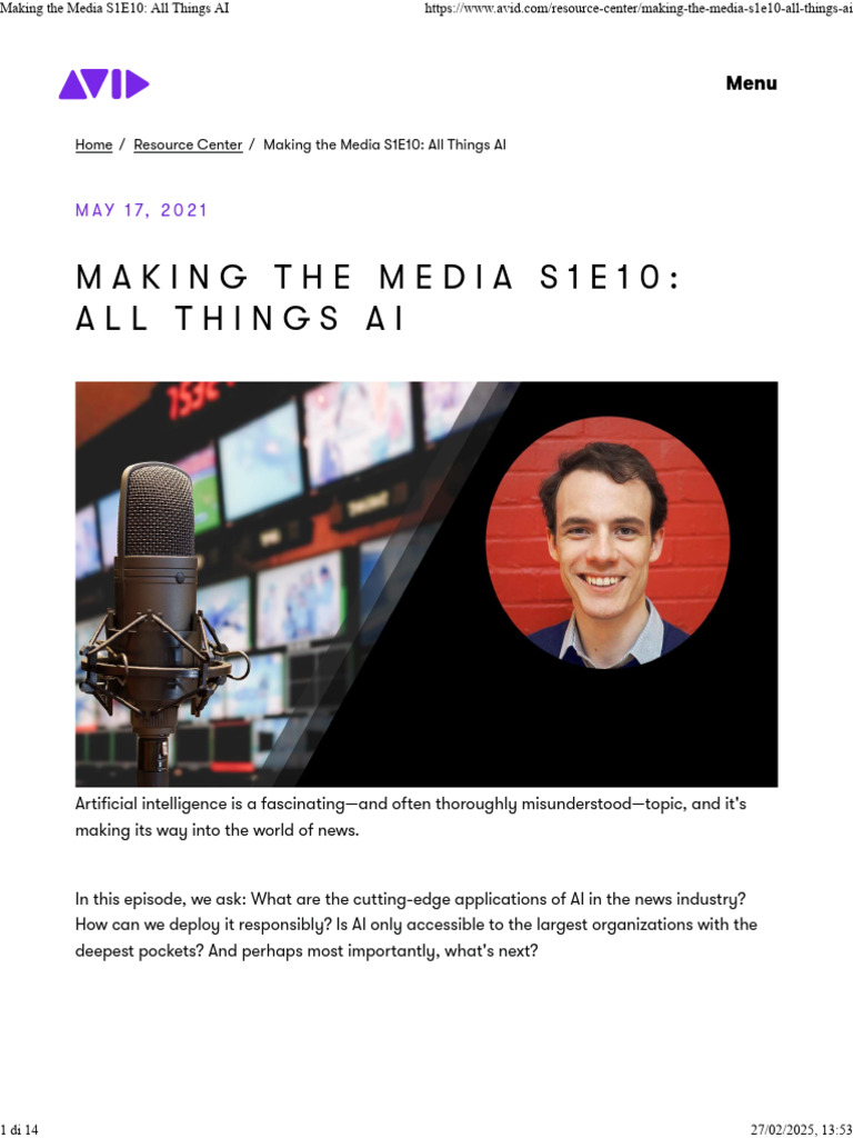 Making The Media S1E10 - All Things AI | PDF | Artificial Intelligence ...