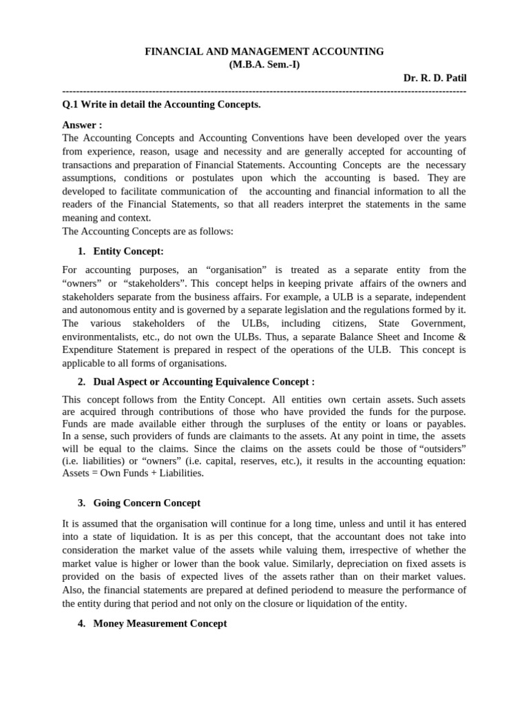 FINANCIAL AND MANAGEMENT ACCOUNTING - Notes | PDF | Debits And Credits ...