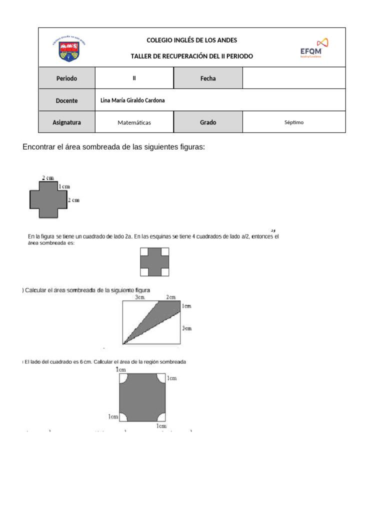 Taller de Recuperación Math 7 | PDF