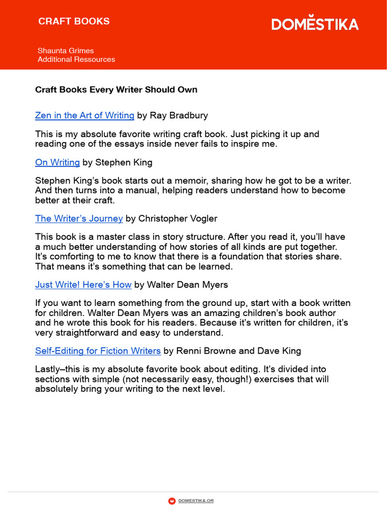 Essential Craft Books for Writers | PDF