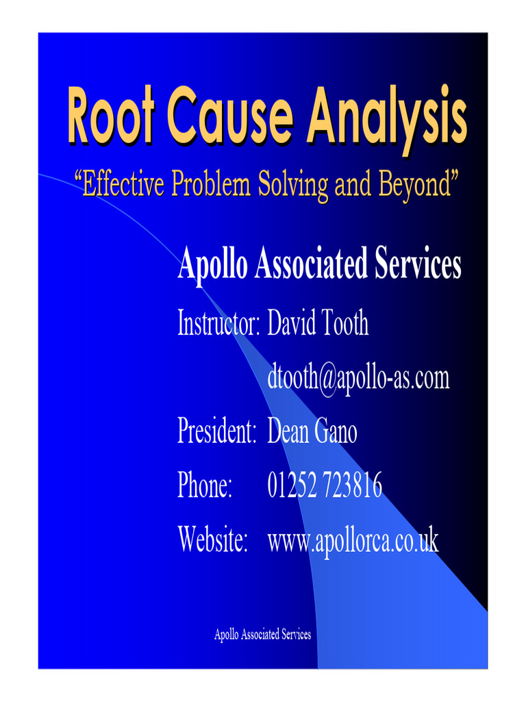 Root Cause Analysis Training Overview | PDF | Fires | Procedural Knowledge