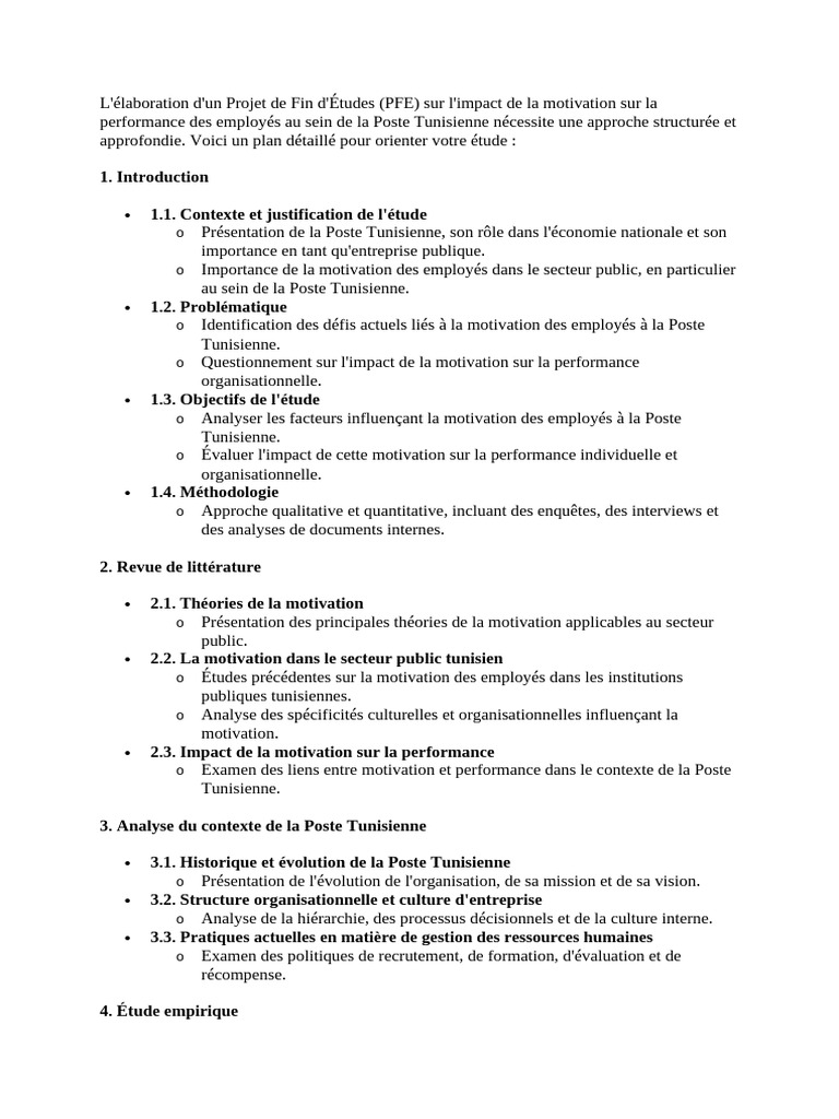 Impact de la motivation sur la performance à la Poste | PDF ...