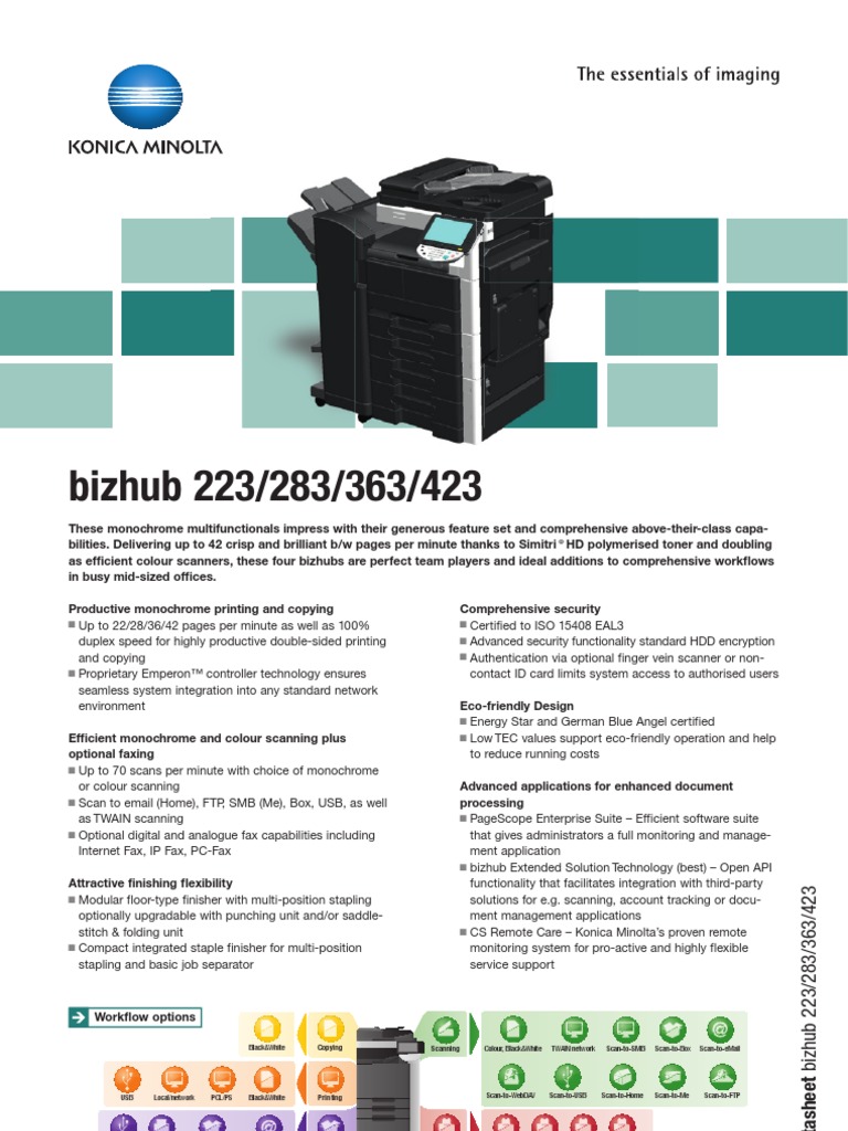 bizhub_223_283_363_423_datasheet | Image Scanner | Fax