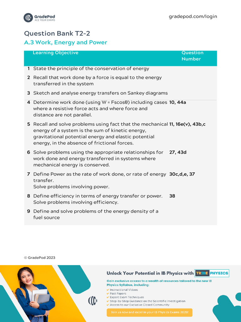 Work, Energy, and Power Question Bank | PDF | Force | Momentum