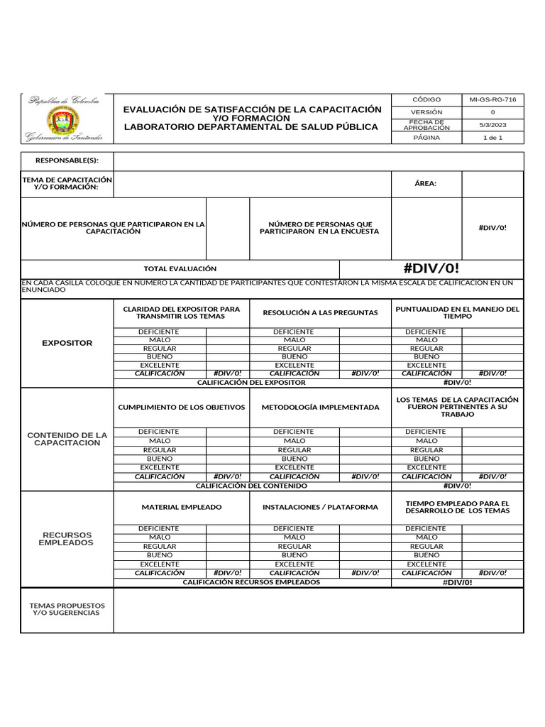 Mi-Gs-Rg-716 Evaluacin de Satisfaccin de La Capacitacin o Formacin | PDF