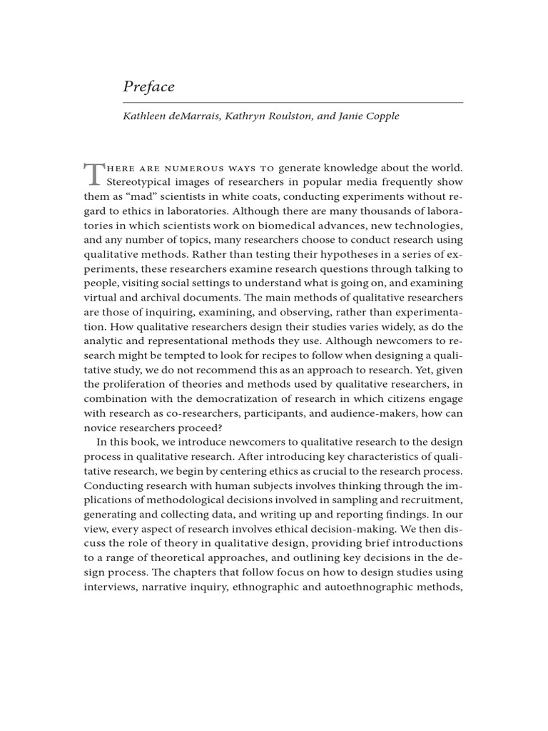 Qualitative Research Design and Methods An Introdu... - (Preface) | PDF ...
