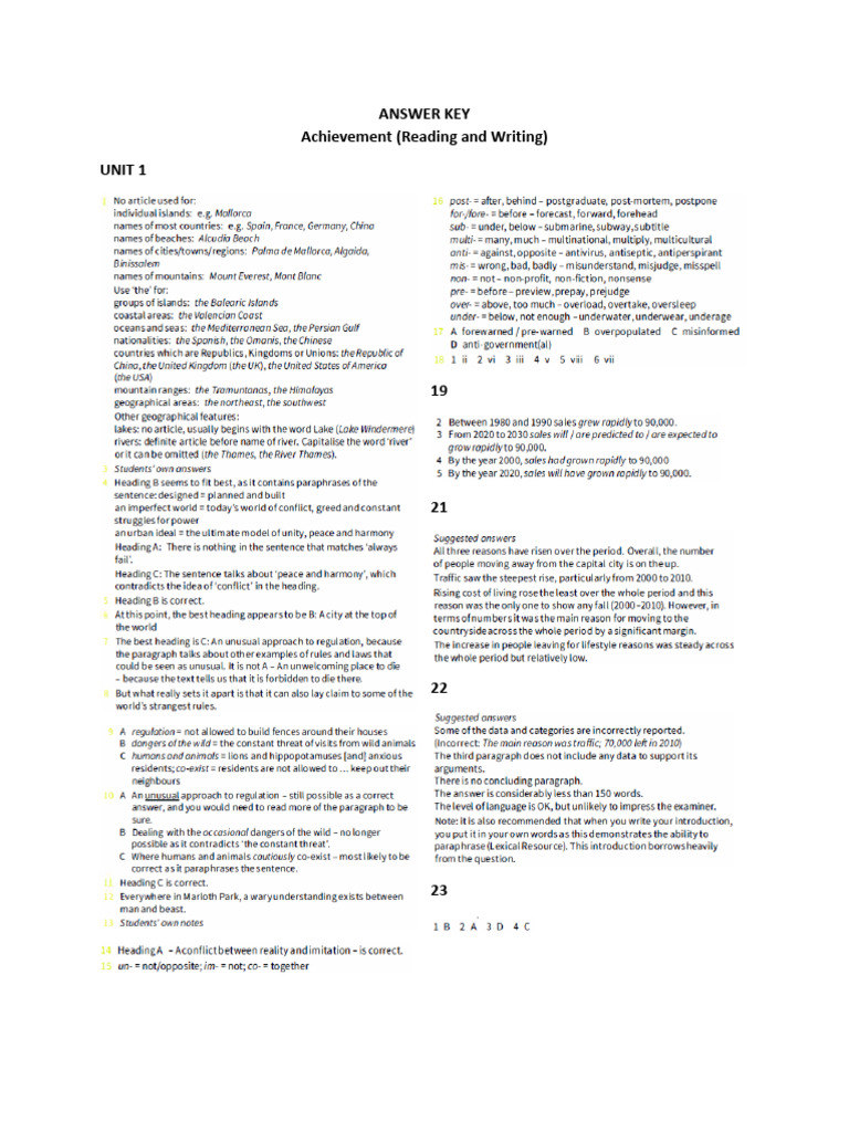 Success - Answer Key RW | PDF