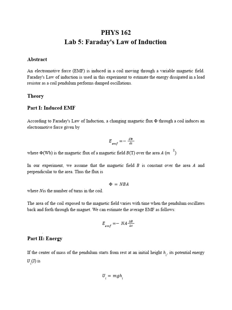 Faraday's Law: EMF in Damped Pendulum | PDF | Electromagnetic Induction ...