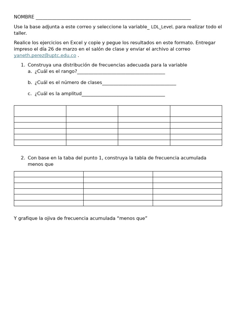 Taller de Análisis de LDL en Excel | PDF