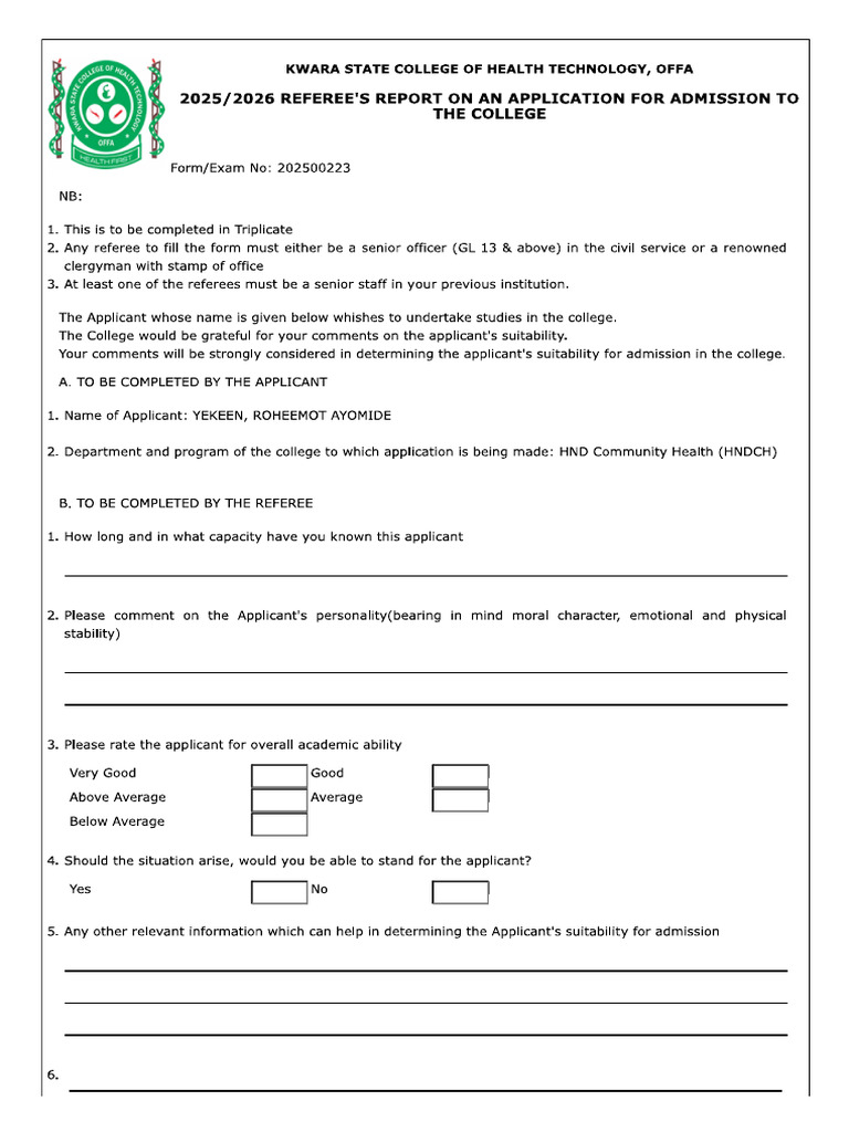 Reference Form | PDF