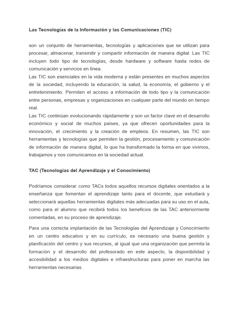 Concepto Tic | PDF | Tecnología de información y comunicaciones | Maestros