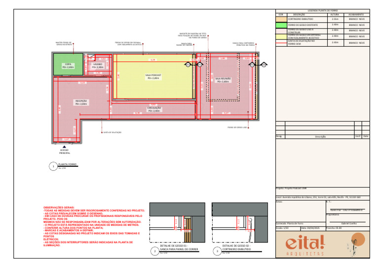 Planta de Forro - Projeto Podcast CMR | PDF | Design de interiores ...