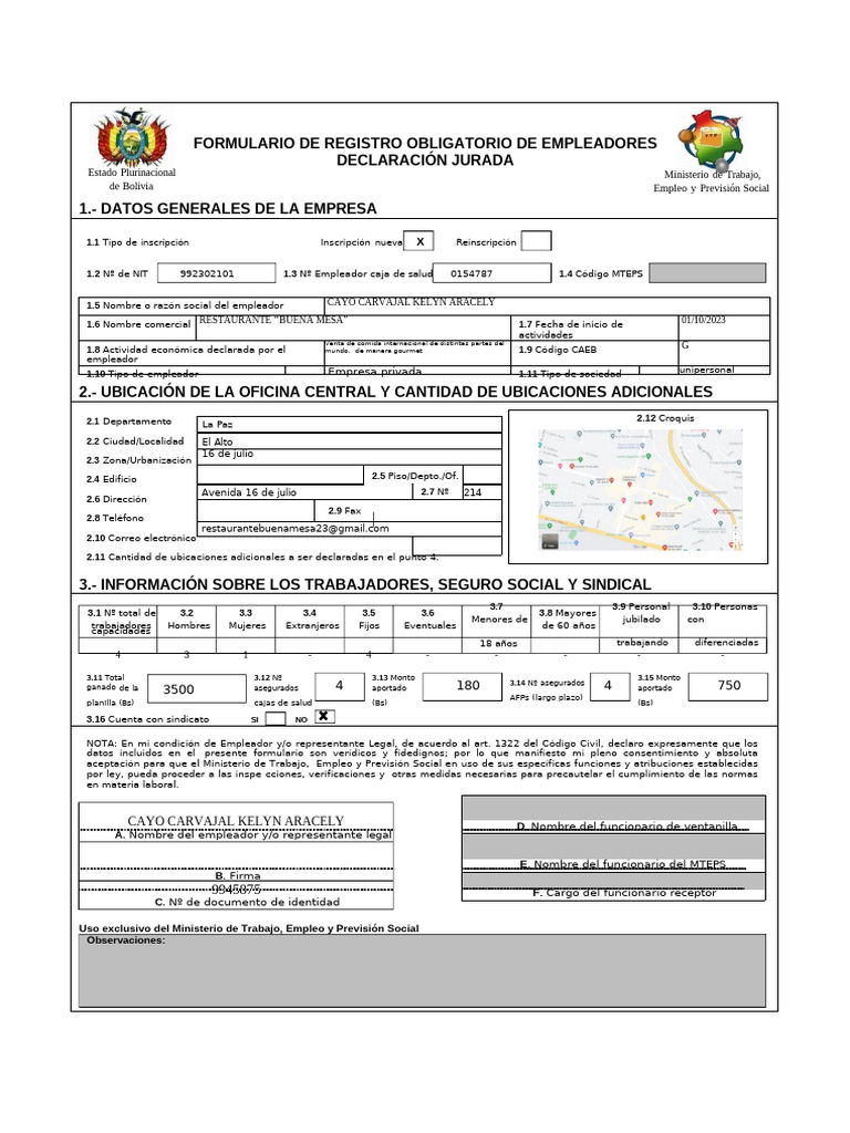 Registro Obligatorio de Empleadores en Bolivia | PDF | Economias | Business