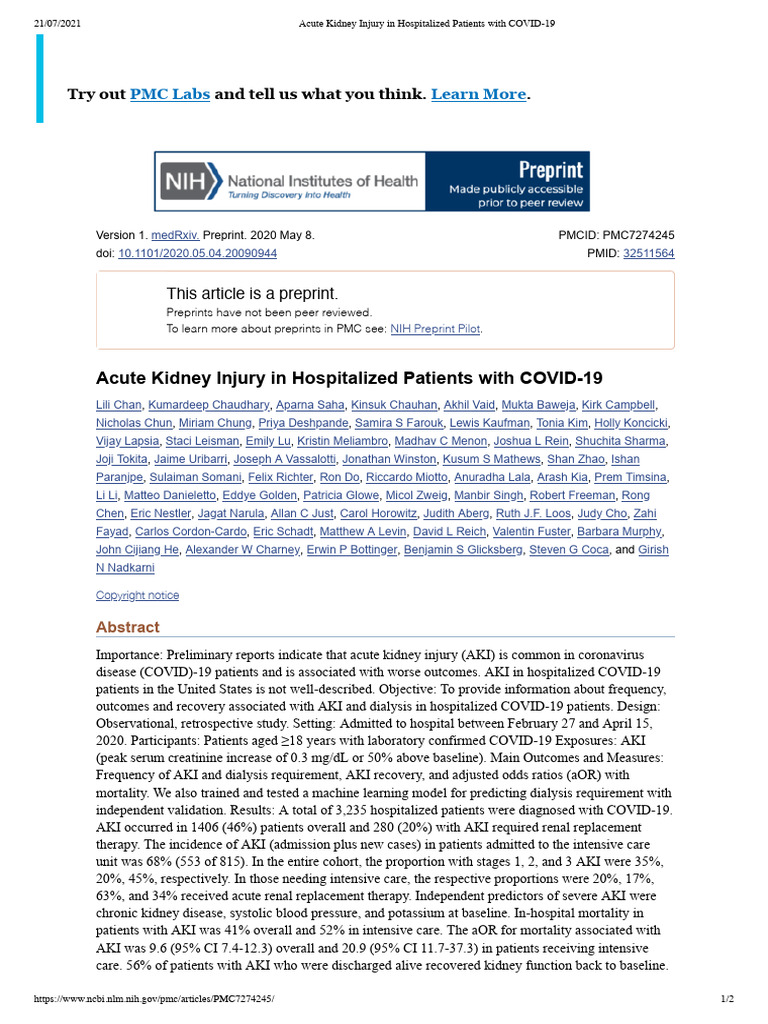 01-2021 - Acute Kidney Injury in Hospitalized Patients With COVID-19 ...