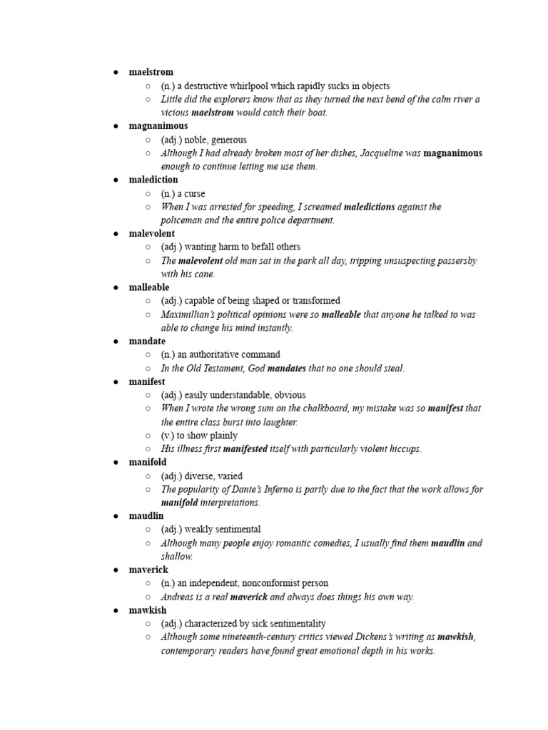 Vocabulary: Magnanimous & Antonyms | PDF