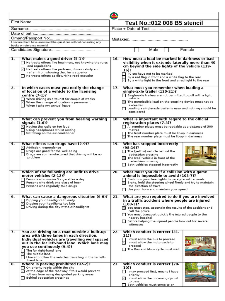 Driver Knowledge Test Questions | PDF | Traffic | Traffic Collision
