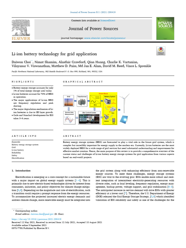 Journal of Power Sources | PDF | Lithium Ion Battery | Electrical Grid