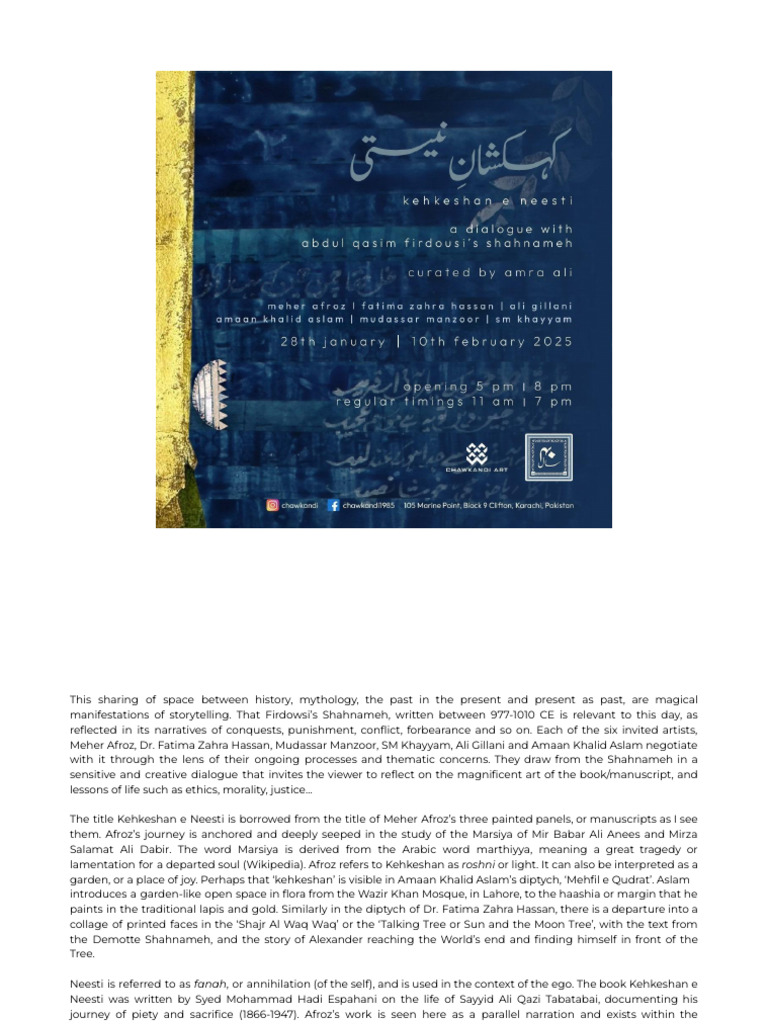 Kehkeshan e Neesti: Art and Legacy | PDF | Paintings | Pakistan