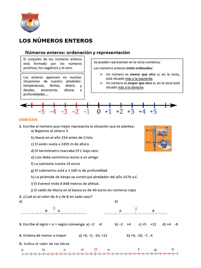 Ejercicios y Conceptos de Números Enteros | PDF | Entero