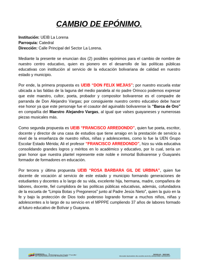 Propuestas de Epónimos 2025 | PDF