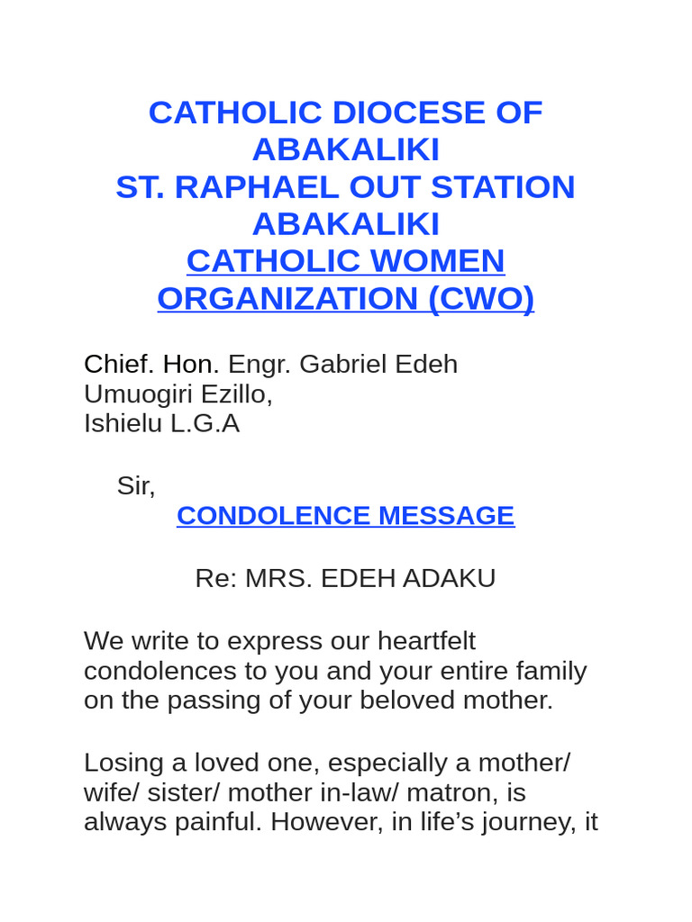 Condolences | PDF