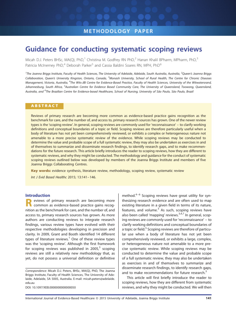 Guidance For Conducting Systematic Scoping Reviews.5 | PDF | Systematic ...