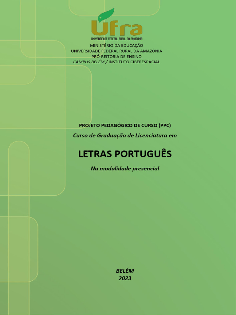 Projeto Pedagógico Letras Português UFRA | PDF