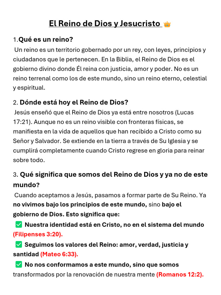 El Reino de Jesucristo y su Ciudadanía | PDF | Reinado y reino de dios ...