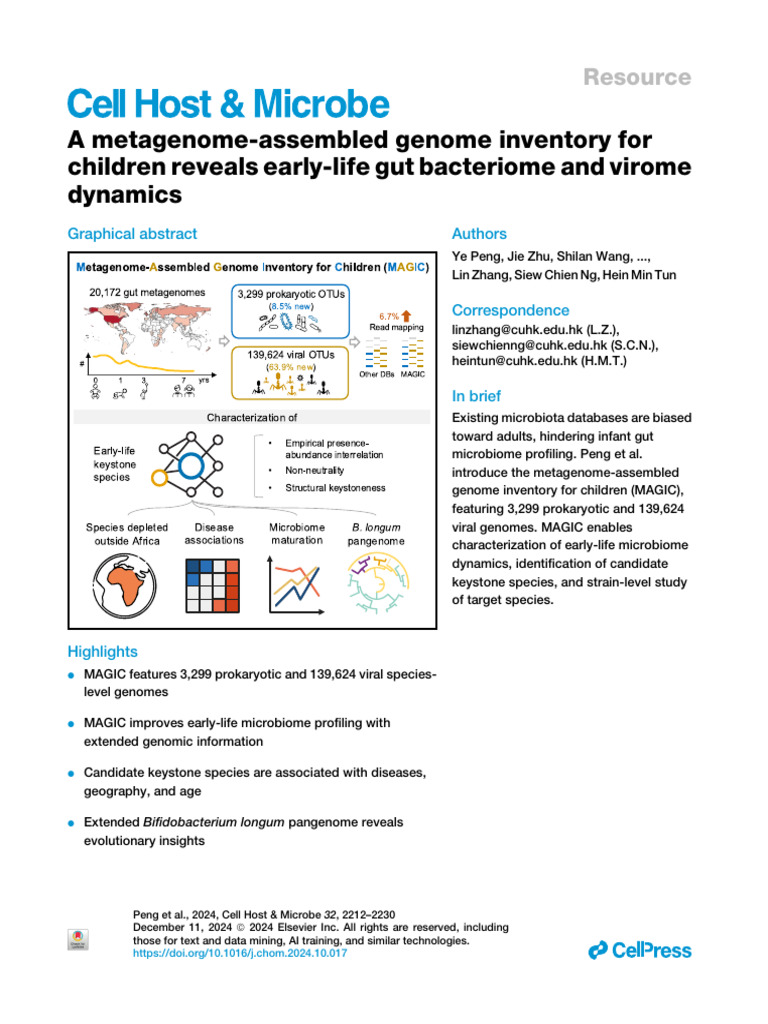 A Metagenome Assembled Genome Inventory For Childr | PDF ...
