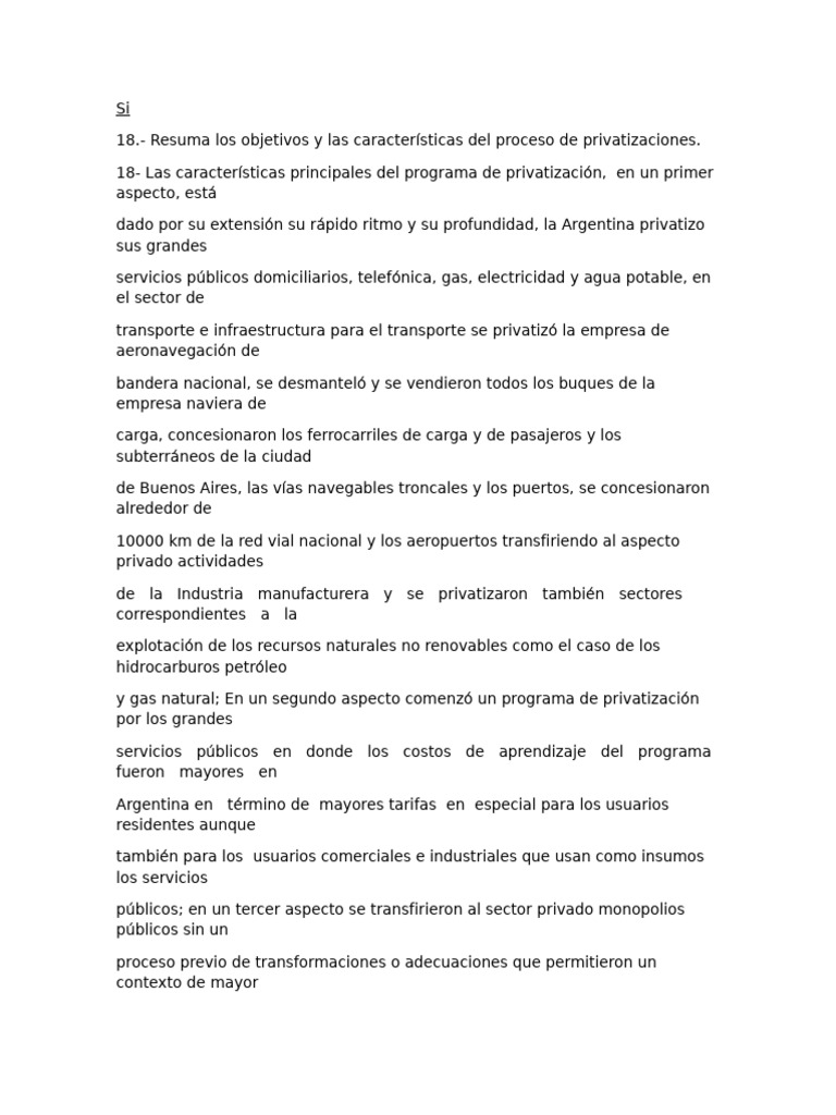Privatización en Argentina: Objetivos y Efectos | PDF | Desempleo | Deuda
