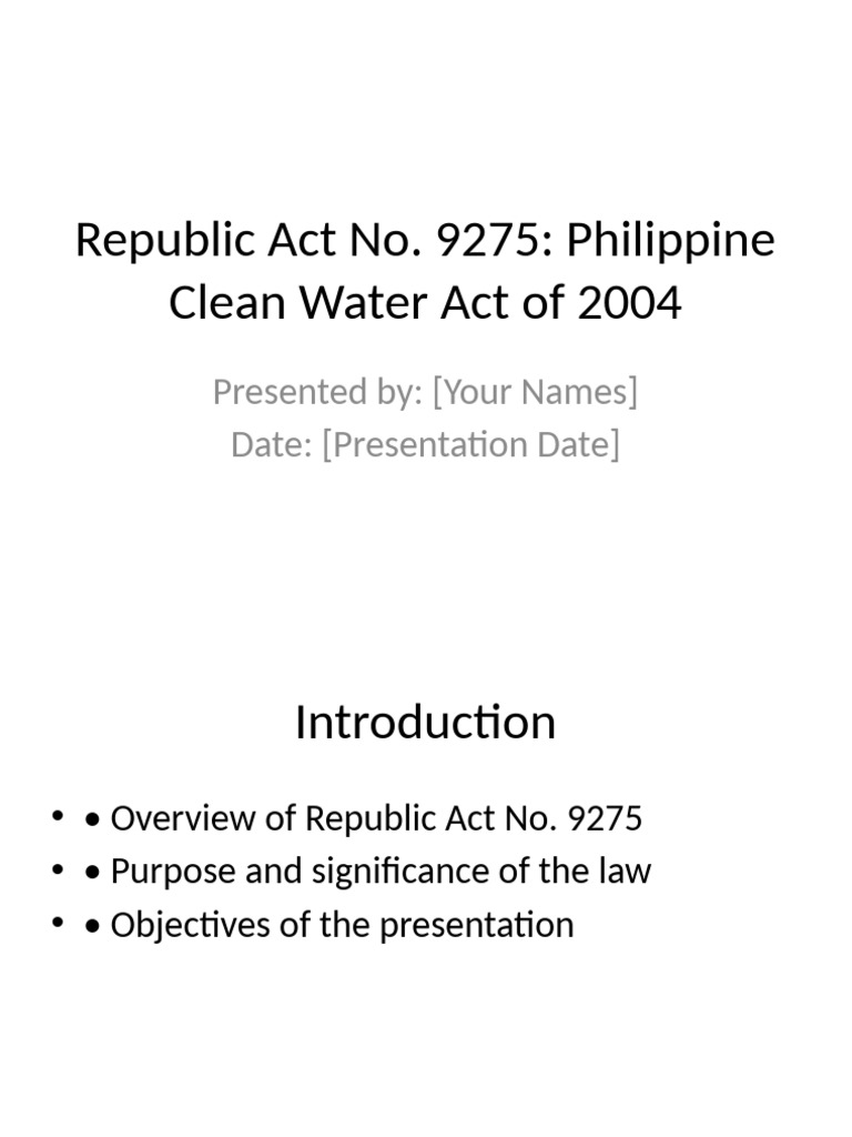 Philippine Clean Water Act Overview | PDF