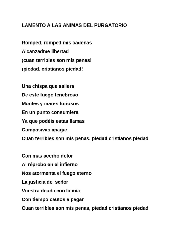 Lamento a las Ánimas del Purgatorio | PDF