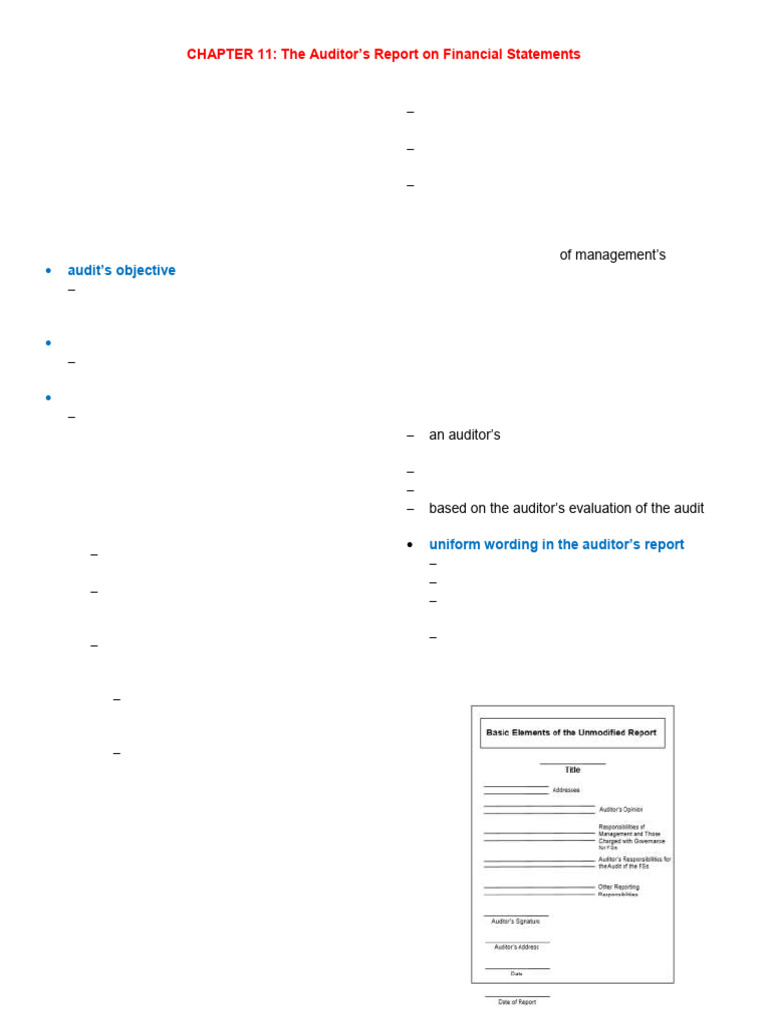 Auditing Notes Chapter 11 | PDF | Going Concern | Auditor's Report
