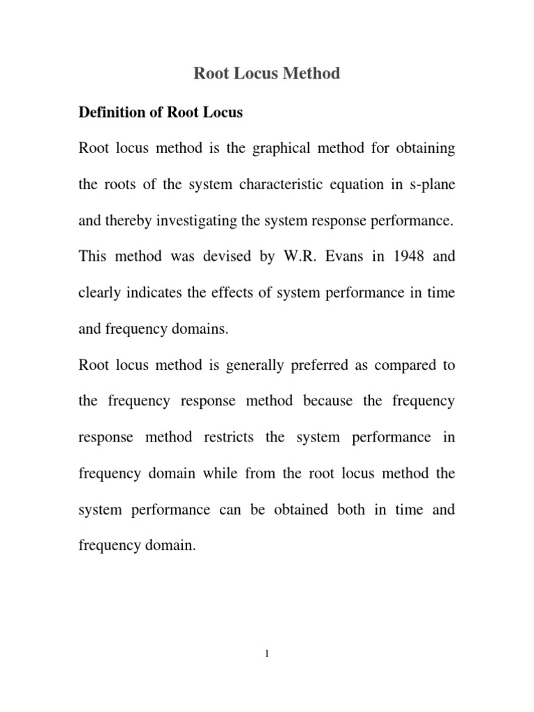 Root Locus Method in Control Systems | PDF | Teaching Methods ...