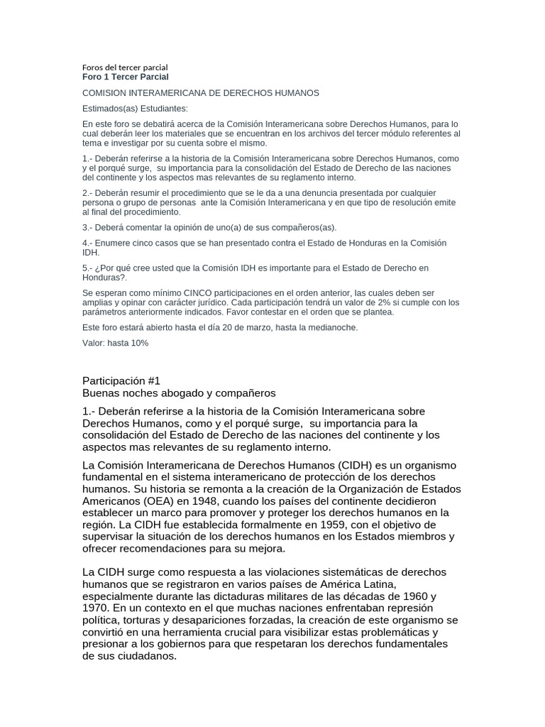 Foros sobre la CIDH y Honduras | PDF | Derechos humanos | Violación