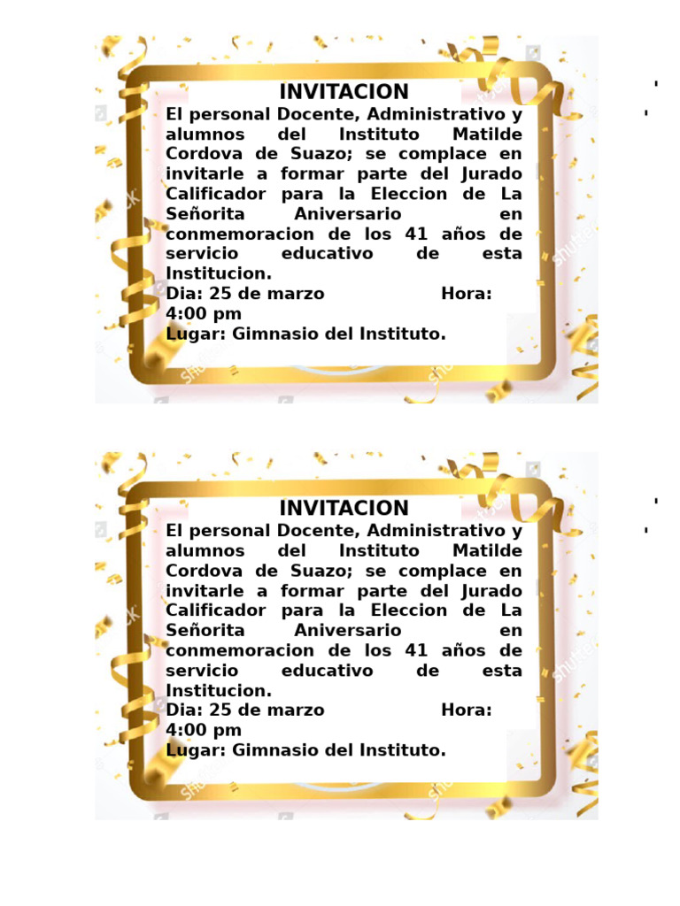 Invitacion Cole | PDF