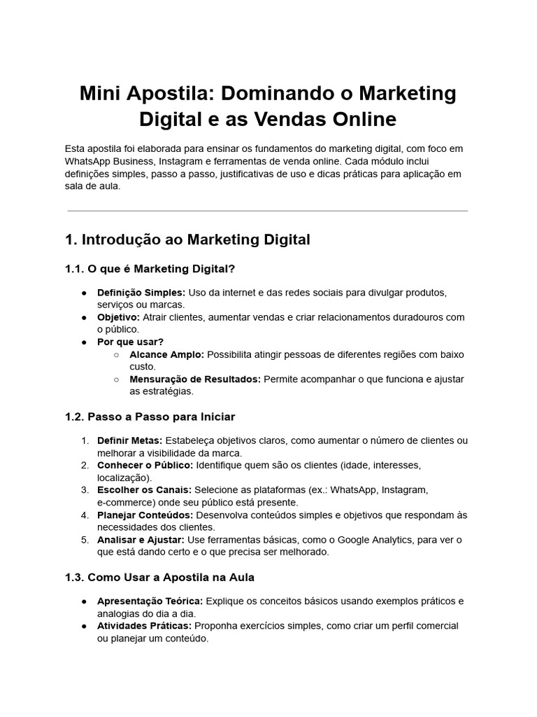 Marketing Digital e Vendas Online: Guia Prático | PDF | Marketing ...