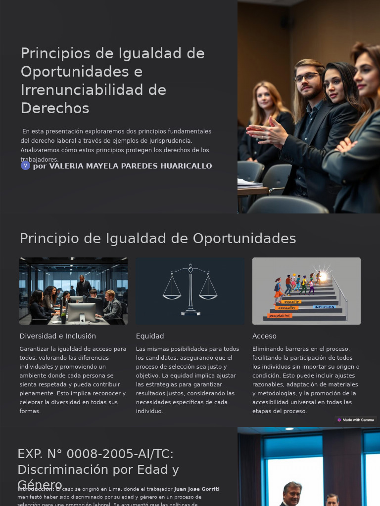 Principios de Igualdad de Oportunidades e Irrenunciabilidad de Derechos ...