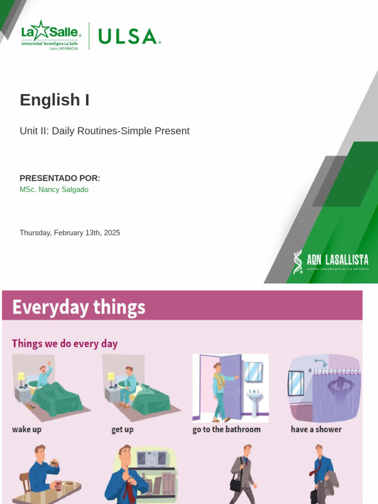 Unit II - Simple Present-Daily Routines ULSA 2025 | PDF