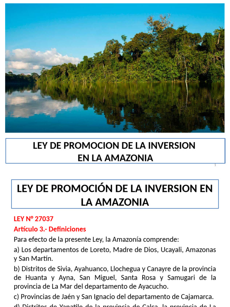 Ley de Inversión en la Amazonía: Beneficios | PDF | Impuestos ...