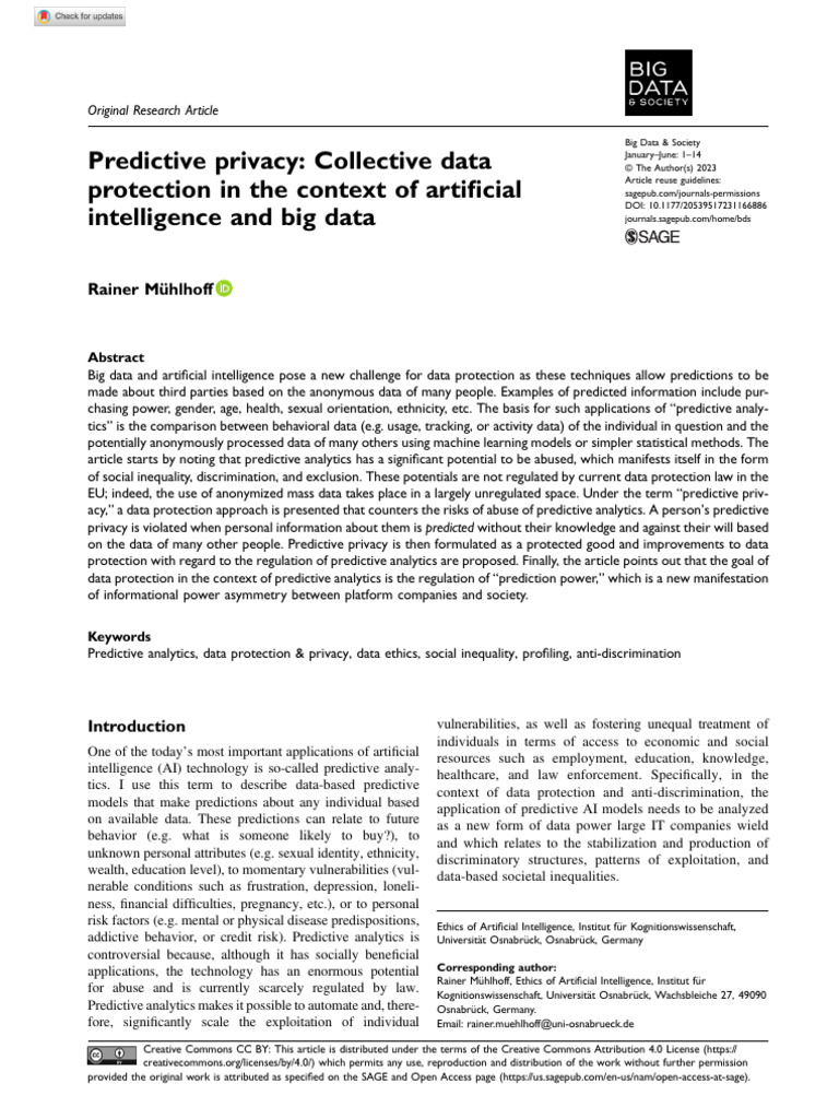 Predictive Privacy and Data Protection | PDF | Privacy | Analytics